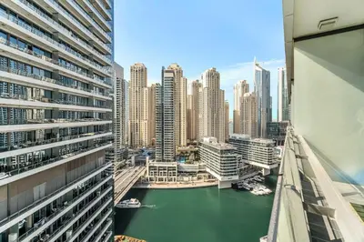a view of a city from a building at GuestReady - Dubai Marina retreat with balcony in Dubai