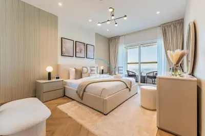 a bedroom with a bed and a large window at Remodeled 1BR with Sky-High Picturesque Marina Views, Elite Residence, Dubai Marina by Deluxe Holiday Homes in Dubai