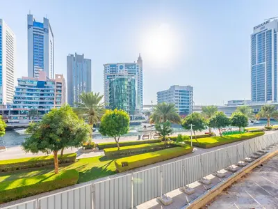 a view of a city with tall buildings at The 'Mallorca' Condo - JBR Beachfront Stay in Dubai