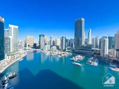 a view of a city with boats in the water at Spacious 2B Apt with Full Marina Views - Delphine in Dubai