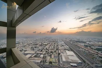 an aerial view of a city from an airplane at Glorious Sea View 3Bhk 6pax in Dubai