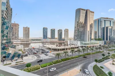 a view of a city with tall buildings at LUX Apt 5 min away from Burj Khalifa & Dubai Mall in Dubai