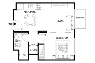 a black and white floor plan of a house at LUX The Collective Dubai Hills Suite in Dubai