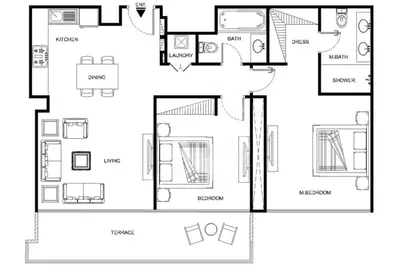 a floor plan of a house at LUX The Creek Palace Residence Suite in Dubai