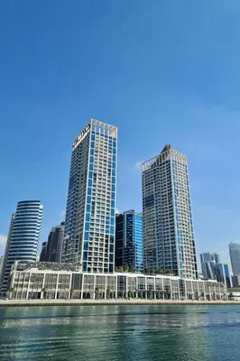 a view of a city with tall buildings at HAVN - Studio in BusinessBay, 10mins to Dubai Mall in Dubai