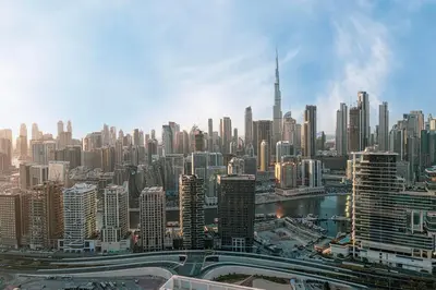 a view of a large city with tall buildings at New 1BR APT Business Bay w Burj View in Dubai