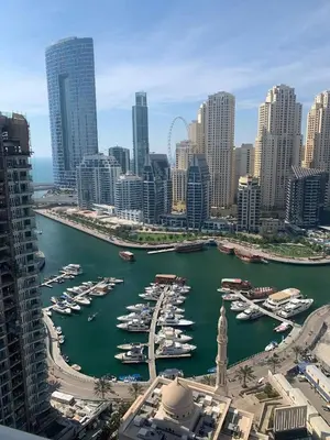 a view of a harbor with boats in the water at Opal Tower, Marina in Dubai