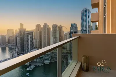 a view of a city from the balcony of a building at The Captivating in Dubai