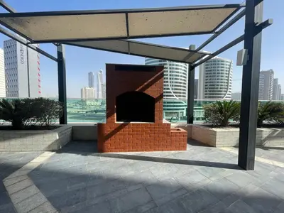 a brick oven with a view of a city at Unmatched luxury perfectly located next to Dubai Mall and Burj Khalifa in Dubai