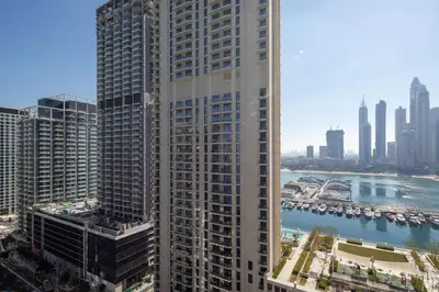a view of a large building in a city at Frank Porter - Beach Vista Tower 2 in Dubai