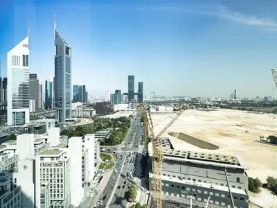 a view of a city with tall buildings at Classic Sky Studio Bright in Dubai