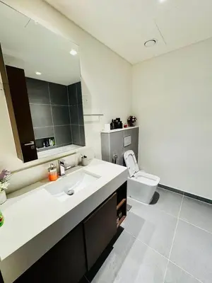 a bathroom with a sink and a toilet at Creek edge,1 bedroom apartment, creek Harbour, high Floor in Dubai