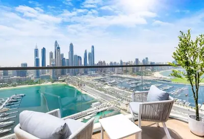 a view of the city from the balcony of a building at شقة مع منظر رائع in Dubai