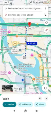a map of a city with roads and highways at Sky Burj Khalifa View in Dubai