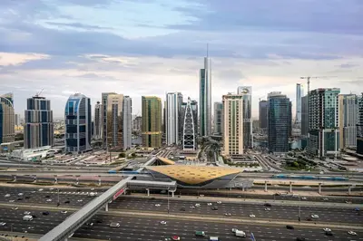 a large city with a lot of tall buildings at Lux 5BR Marina Apt with Jacuzzi, Walk to Beach, Gym in Dubai