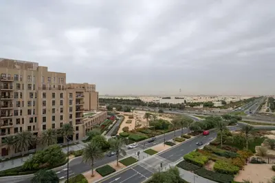 an aerial view of a road in a city at Frank Porter - Hayat Boulevard 2B in Dubai