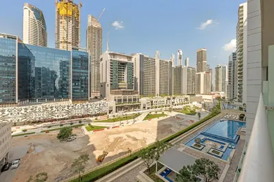 a view of a city skyline with tall buildings at City View 1BR Prime Location in Business Bay by Vibel in Dubai