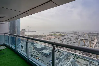 a view of a city from the top of a building at 28- Luxury Princess Tower Marina Apartment with Sea View, Pool & Balcony in Dubai