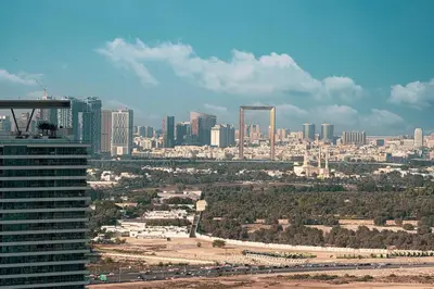 a view of a city with a city skyline at Mahogany 4 - 2BR 6PAX - Panoramic Burj Khalifa View in Dubai