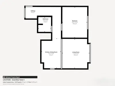 a schematic diagram of a house at Grand Bleu - Luxurious One Bedroom with Sea View in Dubai