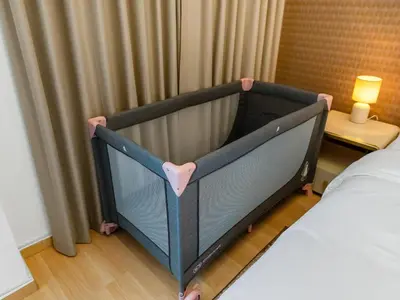 a close up of a bed in a room at Palm & Sea View Beach Acess JBR walk Skydive clubs in Dubai