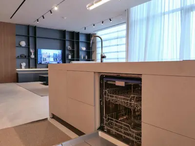 a kitchen with a dish rack in a counter at High End 4BR Penthouse with Private Pool and Skyline Views in Dubai