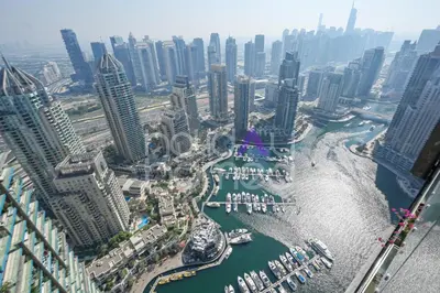 an aerial view of a city with many tall buildings at Spacious and Elegant 2BR Marina Gate 2 in Dubai