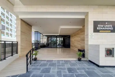a lobby of a building with a sign that reads new units remaining at O Ten Al Jaddaf - Stylish Studio in Dubai