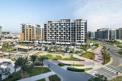 an aerial view of a city with tall buildings at Modern Meydan Studio Near Dubai Mall & Downtown in Dubai