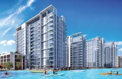 an architectural rendering of a large apartment building at Luxury 2 Bedroom plus kids room Burj Khalifa View in Dubai