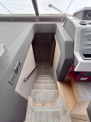 a staircase in the back of a boat at Luna Rosa in Dubai