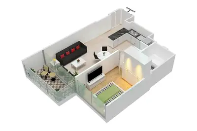 a rendering of a living room floor plan at LUX The Grande Signature Skyline Suite 2 in Dubai