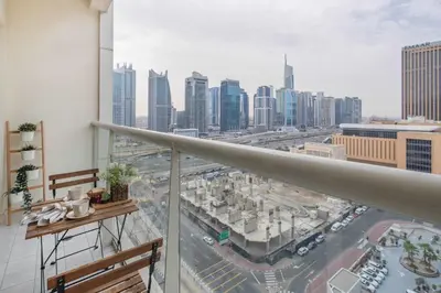a balcony with a view of a city at Frank Porter - Marina Views in Dubai