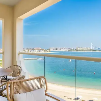 BURJ views Private Beach 2 Bedroom Apartment with panoramic Sea View and Pool Palm Jumeirah