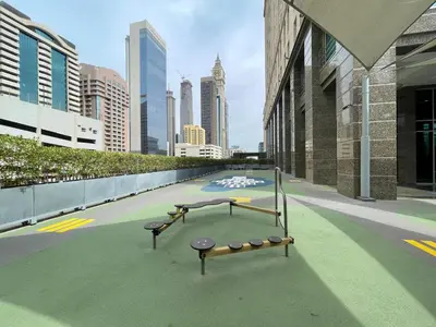 a rendering of a ping pong table in a city at Short stay Limestone House DIFC 2 bedrooms in Dubai