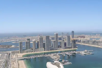 an aerial view of a city with a marina at Stylish1BHK in Elite Residences, Marina with View in Dubai