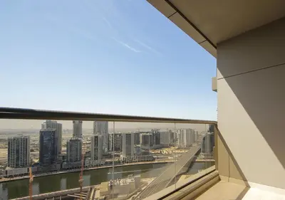 a view of a city from a building window at Elite Downtown Stay with Gym, Pool near Dubai Mall in Dubai