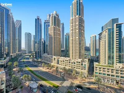 a city skyline with tall buildings and a street at bnbmehomes - Claren Tower in Dubai
