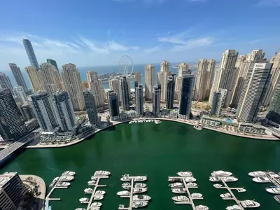 a view of the city from the dubai marina at Vida Dubai Marina Apartment at Prime Location in Dubai