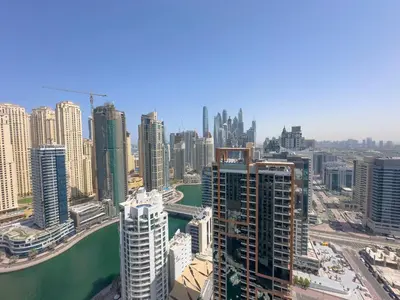 an aerial view of a city with tall buildings at AWS Holiday Homes - Views from the Sky in Dubai