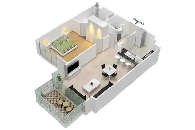 an illustration of a floor plan of a house at LUX The Executive Burj Khalifa View Suite 2 in Dubai