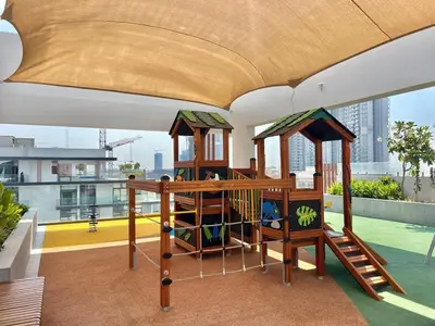 a playground on the roof of a building at Prime Studio in the Heart of JVC-Dubai in Dubai
