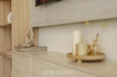 a shelf with a figurine on it in a kitchen at Burj Crown - Spectacular 2 BR next to Burj Khalifa - Zed Living in Dubai