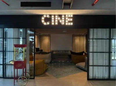 a lobby with a one sign in a building at Modern 1BR Retreat in Dubai Hills Prime Location in Dubai