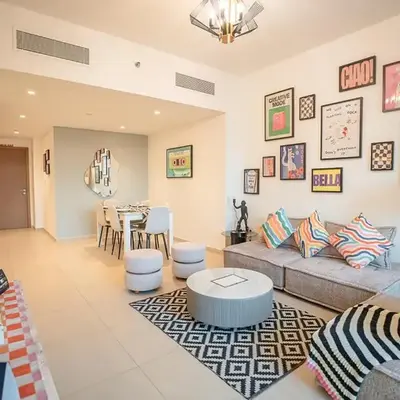 Bnbeyond's Artistic Luxe Retreat with Burj Views