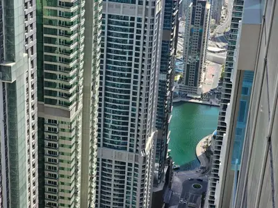 an aerial view of a city with tall buildings at New Renovated Stylish 1 Br Dubai View 73 Floor in Dubai