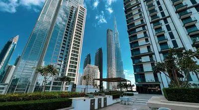 a view of a city with tall buildings at Luxury 3BR Downtown Apt with Burj Khalifa, Dubai Mall & Opera House Views in Dubai