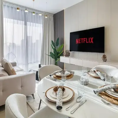 Luxury 1BR JVC Pool & Balcony by Circle Mall