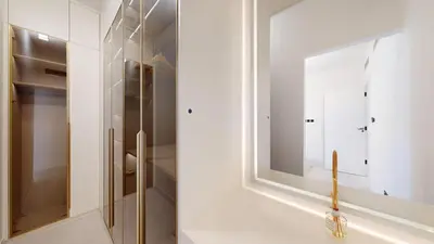 a bathroom with a sink and a mirror at Ranches 1 Upgraded Three Bedroom Villa in Dubai