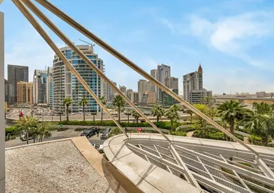 a view of a city skyline from a bridge at Cozy 1BR The Address JBR in Dubai